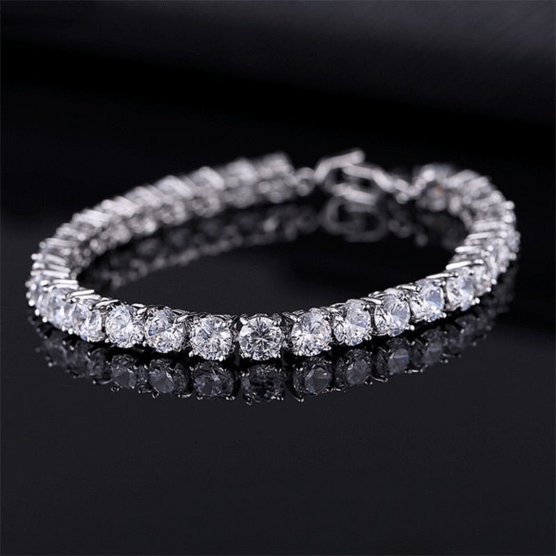 4mm Cubic Zirconia Tennis Bracelets For Women Iced Out Chain Silver Color Bracelet Men Zircon Armband CZ Pulseras Jewelry