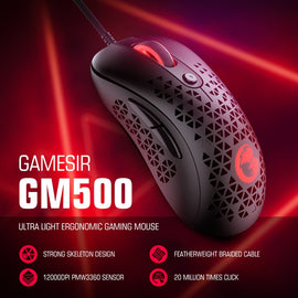 GameSir GM500 Wired Gaming Mouse Super Lightweight PC Mouse with PMW33600 optical sensor 12000 DPI