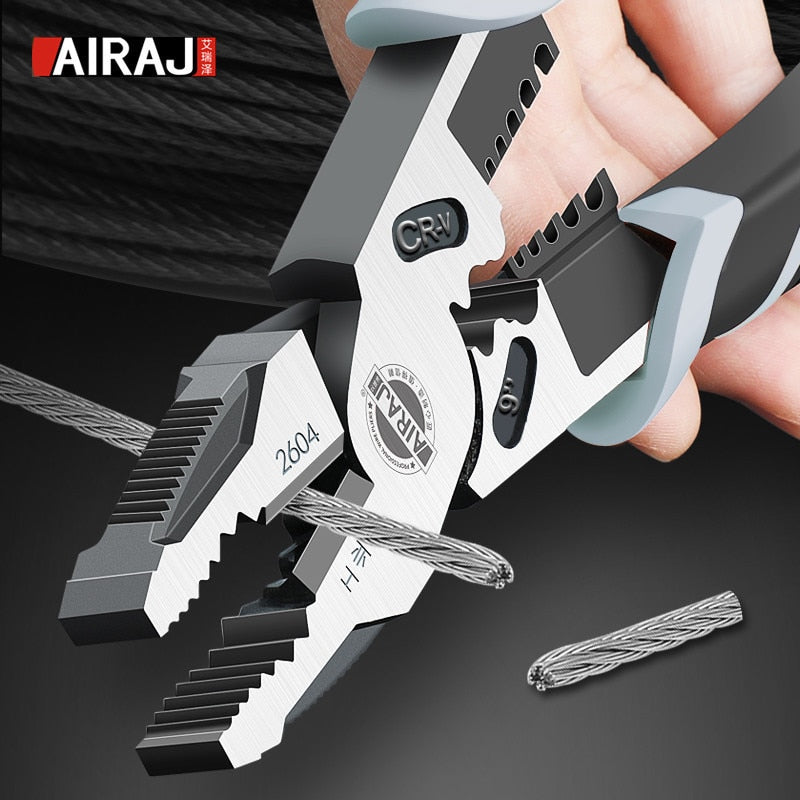 AIRAJ 9 inch Multifunction Pliers Combination Pliers Stripper Crimper Cutter Heavy Duty Wire Pliers Diagonal Pliers Hand Tools