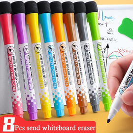 8 Colors Magnetic Dry Erase Markers Fine Tip Magnetic Erasable Whiteboard Pens for Kids Teachers Office School Student Classroom