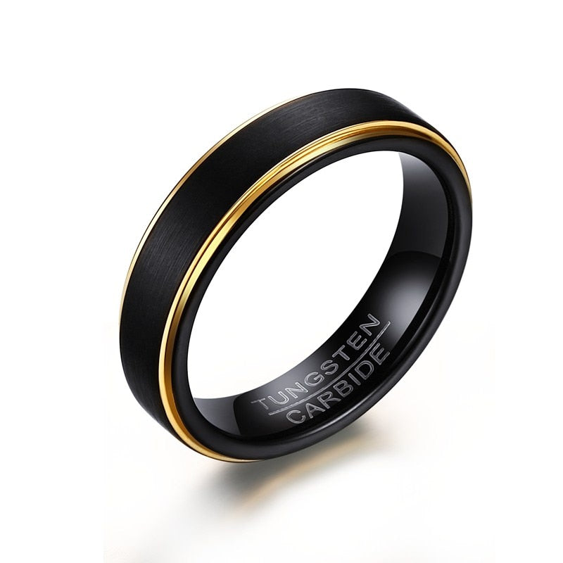 Vnox-anillos de tungsteno negro para hombres, anillos de boda finos de color dorado, joyería masculina, 5MM