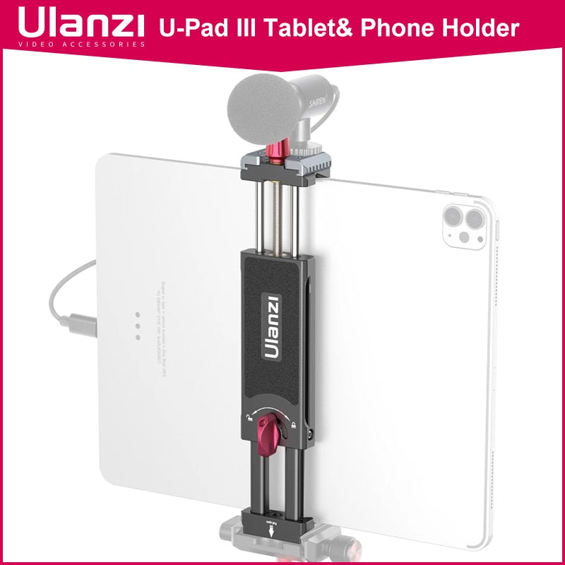 Ulanzi U-Pad III Metal Universal Tablet Phone Stand Holder Clip Holder Clip Tripod Mount Compatiable with 9 inch Tablet for iPad