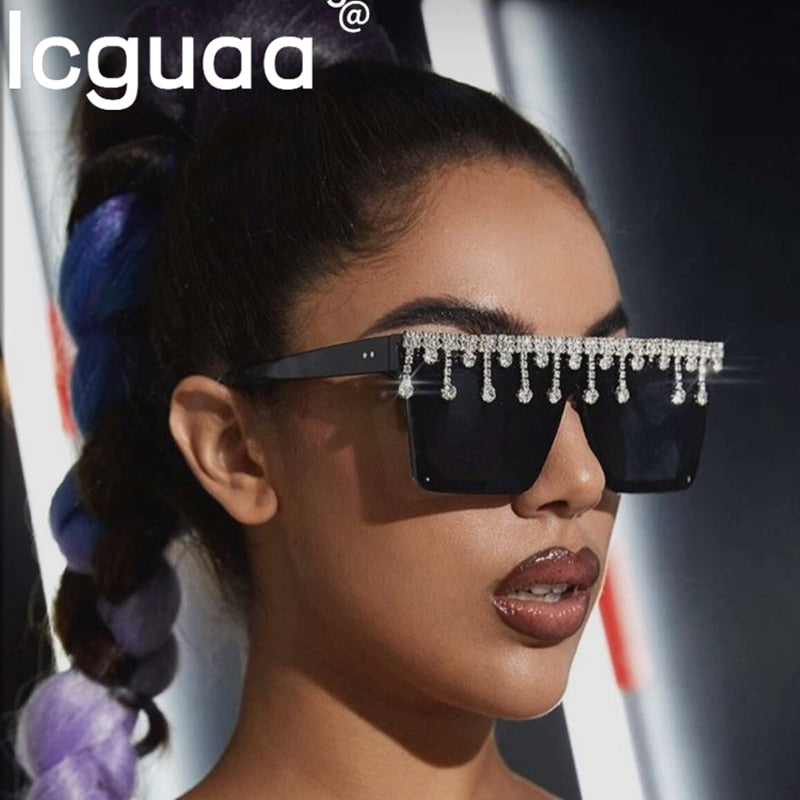 Fashion Square Sunglasses Women 2020 Wholesale Tassel Sunglasses Men Oversized Glasses Shades UV400 Oculos