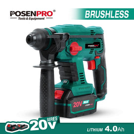 POSENPRO Brushless Rotary Hammer Electric Hammer Drill 20V Cordless Hammer 1.7J SDS PLUS Drilling Steel Concrete Wood