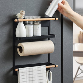 Magnet Kitchen Organizer Fridge Shelf Magnetic Holder Paper Towel Holder Metal Shelf Spice Storage Rack Kitchen Bathroom Tools