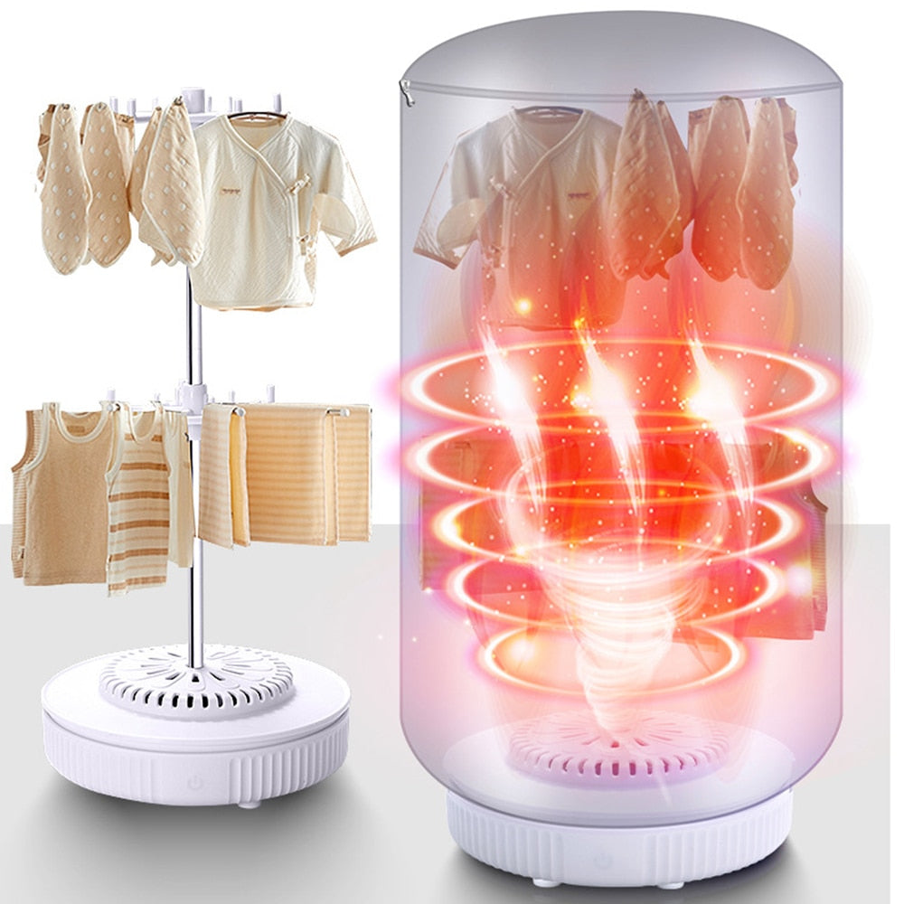 Portable Electric Clothes Dryer Mini Travel Folding Warm Air Baby Cloth Drying Machine Heater Hanger Laundry Clothing Rack