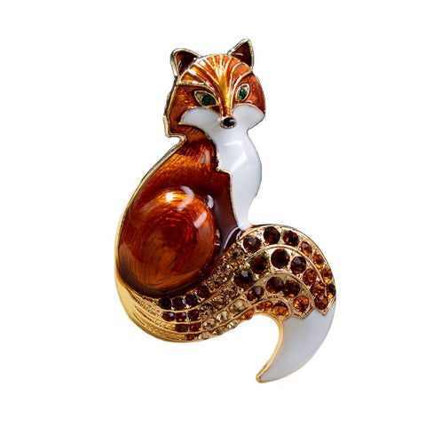 CINDY XIANG New Arrival Rhinestone Fox Brooches For Women Enamel Animal Pin 6 Colors Available Winter Design Coat Jewelry