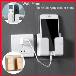 Mobile Phone Charging Hanging Holder Multifunction Wall Mounted Plug Bracket Remote Control Mounted Storage Box