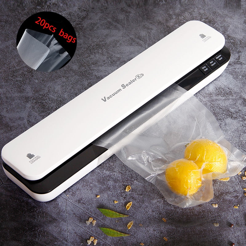 Dry Wet Vacuum Sealer Machine 110V 220V Automatic Household Kitchen Electric Food Vacuum Plastic Packaging Sealers Includ 20 bag