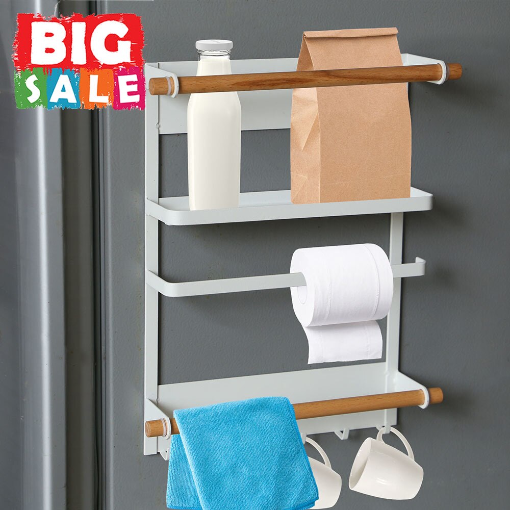 Magnet Fridge Shelf Paper Towel Roll Holder Household Decorative Storage Rack Magnetic Refrigerator Washing Machine Organizer