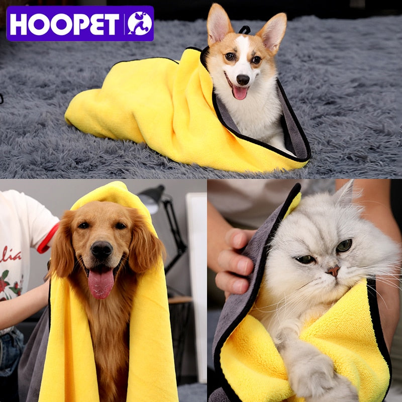 HOOPET Pet Dog Cat Fiber Bath Towel Cleaning Fast Dry Hair Washing Towels Super Large Supplies