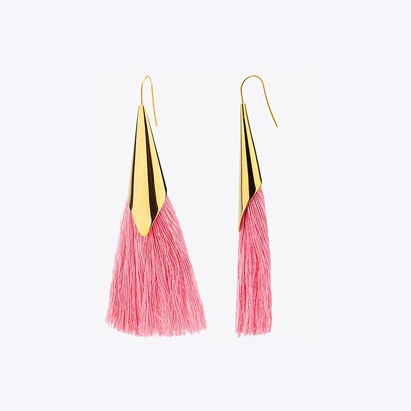 Enfashion Tassels Dangle Earrings Stainless steel Colorful fringe Long Drop Earrings For Women Trendy Earrings Jewelry EEF1013