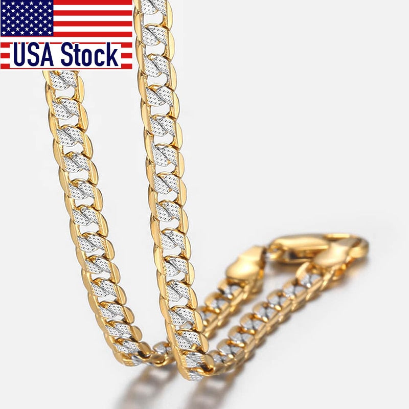 Cuban Link Chain Men Necklace in Gold Color for Men and Women Fashion Men Jewelry Gifts.