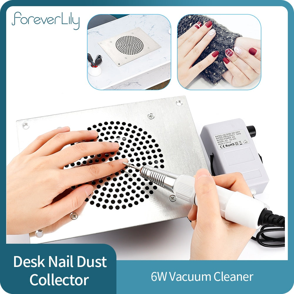 Desk Nail Dust Collector Nail Extractor Fan for Manicure Tools Equipment Nail Pedicure Art Vacuum Cleaner with Collecting Bag