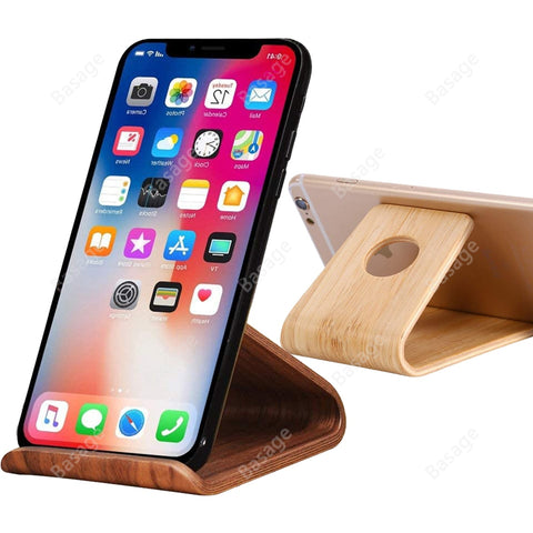 Natural Minimalism Wooden Cell Phone Stand, Universal Mobile Phone Holder Stand Non Slip Stable Desktop Phone Stand