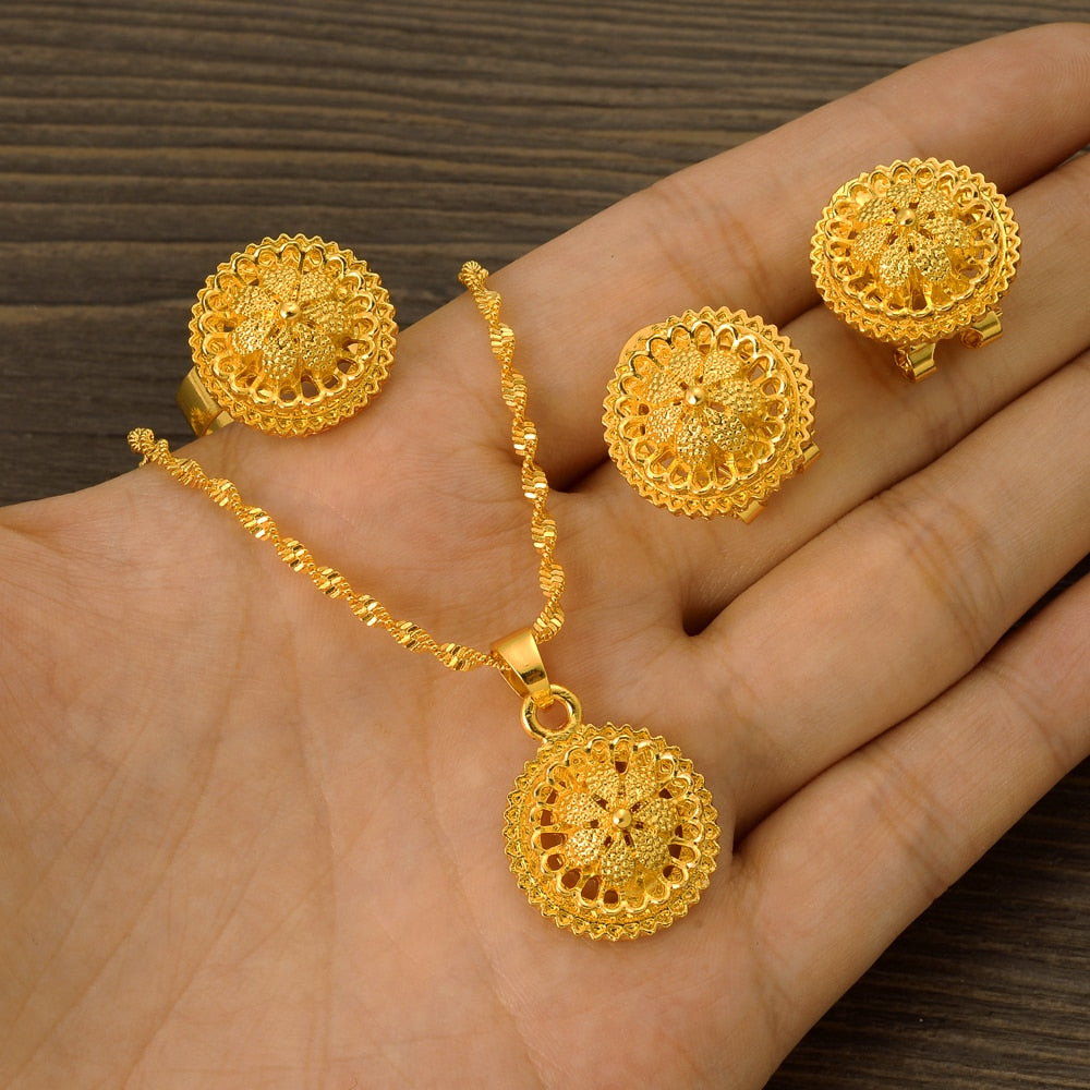 24K Gold Color Ethiopian Traditiona Newest Item Jewelry Sets  Ethiopia Eritrea Sets For Women's Habesha Wedding Party Gifts