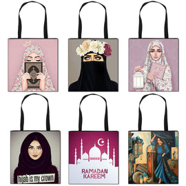 Hijab Face Muslim Shoulder Bag Women Casual Totes Large Capacity Ladies Shopping Bags Islamic Gril Handbag Travel Bags