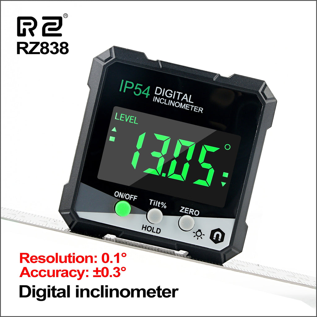 RZ Digital Level Angle Gauge 360° Mini Measuring Digital Inclinometer With Magnetic Base Electronic Universal Bevel Protractor