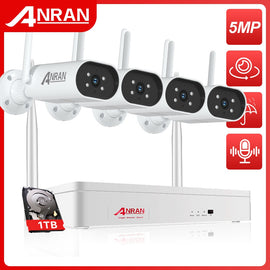 ANRAN 5MP Surveillance Kit Camera Wireless Set Security System 1920P 8CH NVR Outdoor IP66 Waterproof Two-way Audio H.265 Video