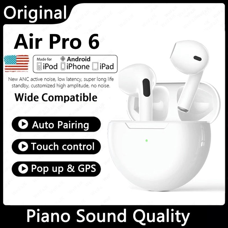 Original Air Pro 6 TWS Wireless Bluetooth Earphones Mini Pods Earbuds Earpod Handfree Headset For Xiaomi Apple iPhone Headphones