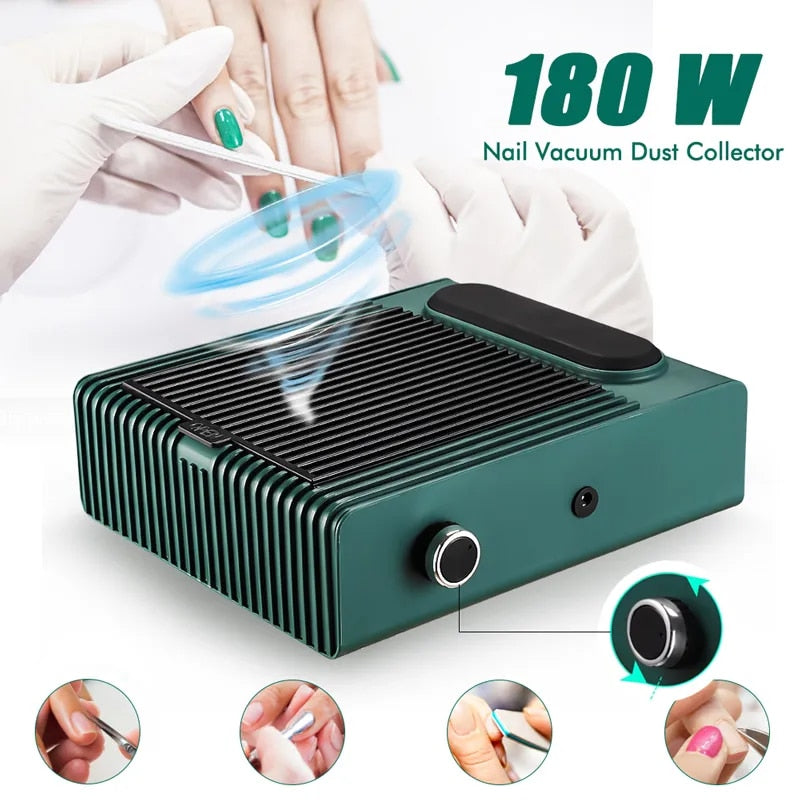 180W Nail Vacuum Cleaner for Manicure Pedicure with Removable Filter Strong Power Nail Dust Collector Adjustable Manicure Machin