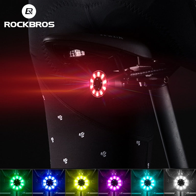 ROCKBROS Bike Rear Light Cycling USB Rechargeable Seatpost Fork Light MTB Rode Bicycle Super Bright Led Red Taillight Flashlight