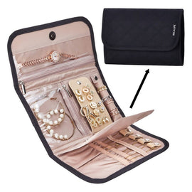 Roll Foldable Jewelry Case Travel Jewelry Organizer Portable for Journey Earrings Rings Diamond Necklaces Brooches Storage Bag