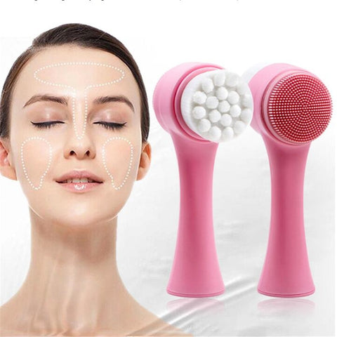 Double-sided Facial Cleansing Brush Silicone Face Skin Care Tool Facial Massage Cleanser Brush Makeup Remover Brush Beauty Tools