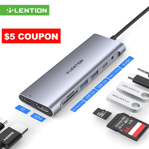 4K HDMI Long Cable Docking Station USB C Hub Type-C USB 3.0Card Reader Charging Adapter MacBook Pro Air Laptop Splitter