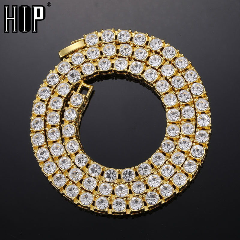 Hip Hop 3MM,4MM,5MM Mens Iced Out Necklaces + Bracelet Rhinestone Choker Bling Crystal Tennis Chain Necklace For Men Jewelry