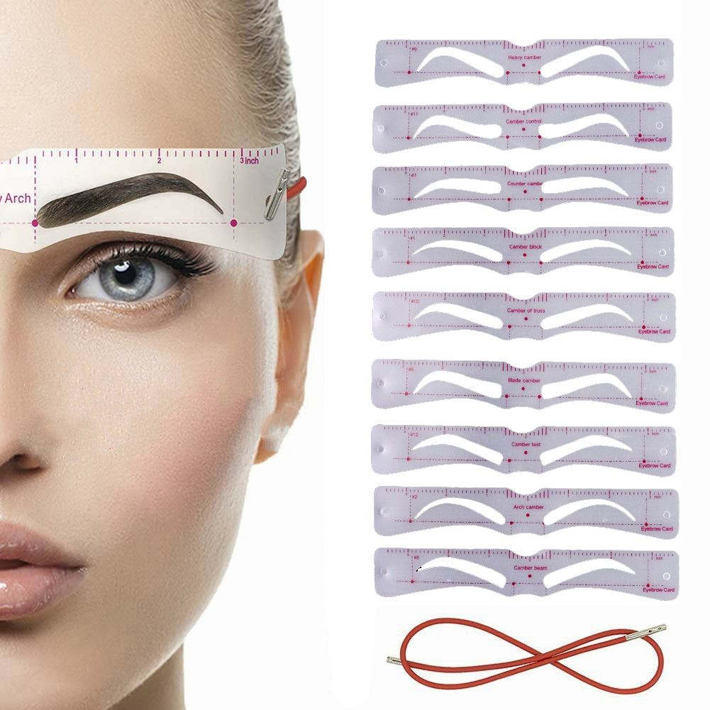 12pcs/Set One-Pieces Eyebrow Shape Set Portable Plastic Eyebrow Stencil Card for Women Thrush Model Eye Brow Drawing Tool Makeup