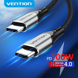 Vention USB Type C to USB C Cable PD 100W 60W Fast Charger for Samsung Xiaomi Macbook iPad Quick Charge 4.0 5A USB C Charge Cord