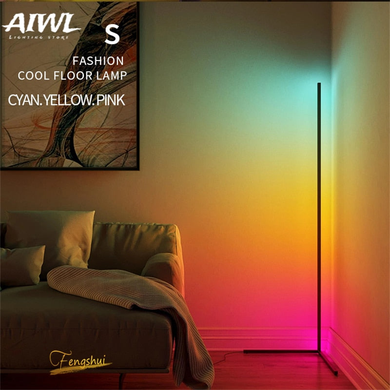 Nordic LED Decoration RGB Floor Lamp Remote Control Bedroom Atmosphere Lamp Bedroom Living Room Colorful Light Standing Lighting