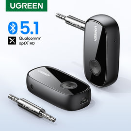 UGREEN Bluetooth Receiver aptX HD Wireless Bluetooth 5.1 Car Adapter Portable Wireless Audio Adapter 3.5mm Aux with Microphone