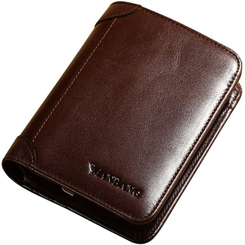 Manbang Men's Wallets RFID Genuine Leather Trifold Wallets For Men with ID Window and Credit Card Holder