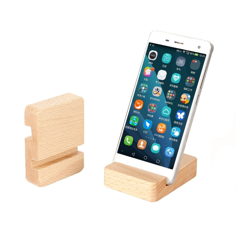 Simple Universal Portable Solid Wood Cell Phone Racks Desk Stand Holder for Mobile Phone Tablet PC E-reader Home Accessories