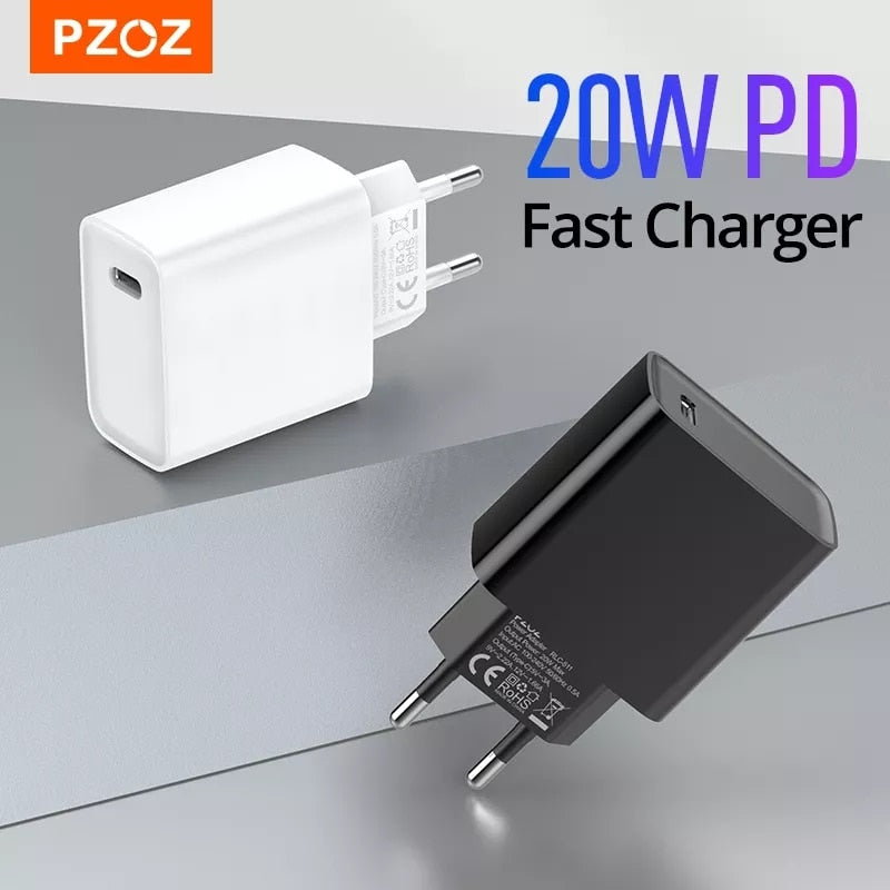 PZOZ USB Type C Charger 20W PD Fast Charging USB C Charger For iPhone 14 13 12 11 Pro Max Xs Xr X 8 Plus Mini iPad Wall Adapter