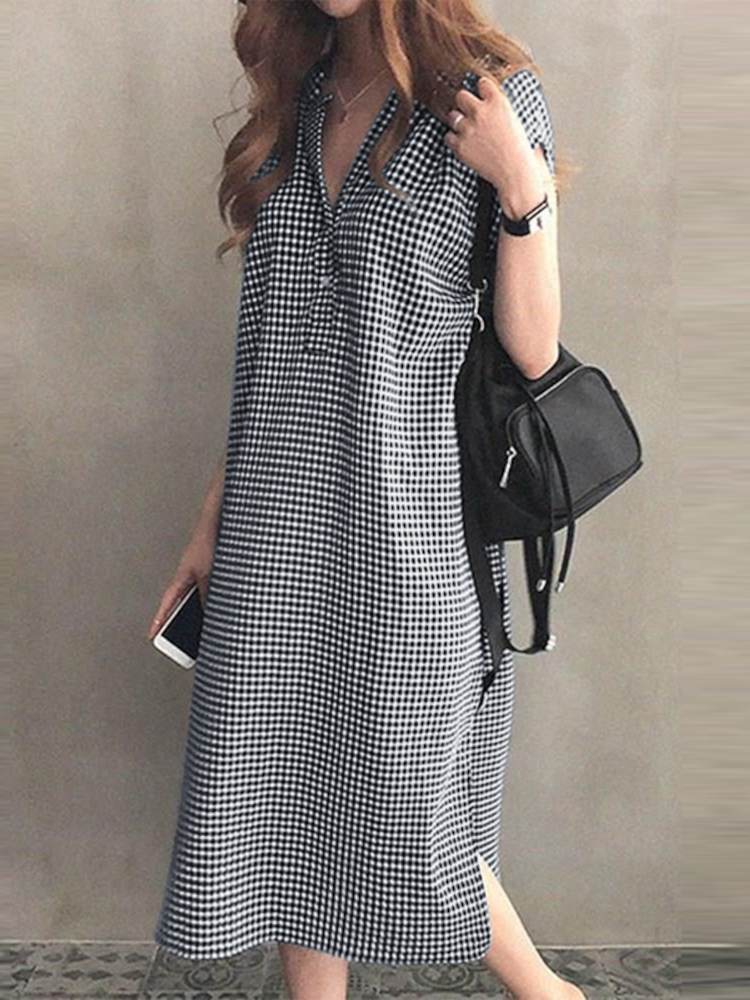 Printed Elegant Split Casual Sundress ZANZEA 2023 Summer V-Neck Short Sleeve Women Midi Dresses Robe Femme