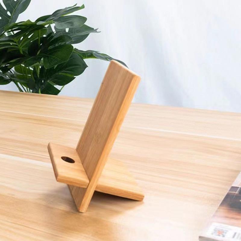 Desktop Bamboo Mobile Phone Stand Charging Mobile Phone Stand Base Practical Wooden Lazy Person Stand Engraving With Hole