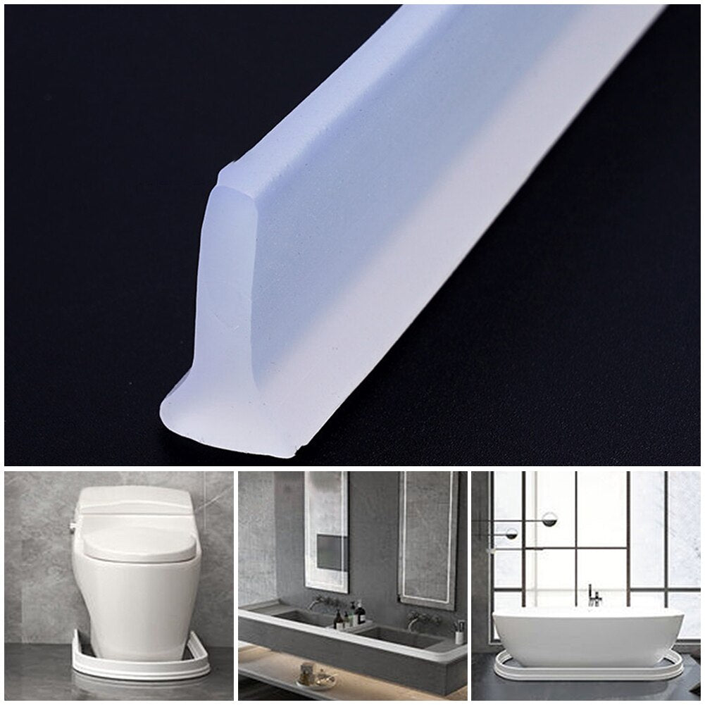 Silicone Bathroom Water Stopper Strip Water Retaining Strip Toilet Washing Machine Dry Wet Separation Blocker Shower Dam Barrier