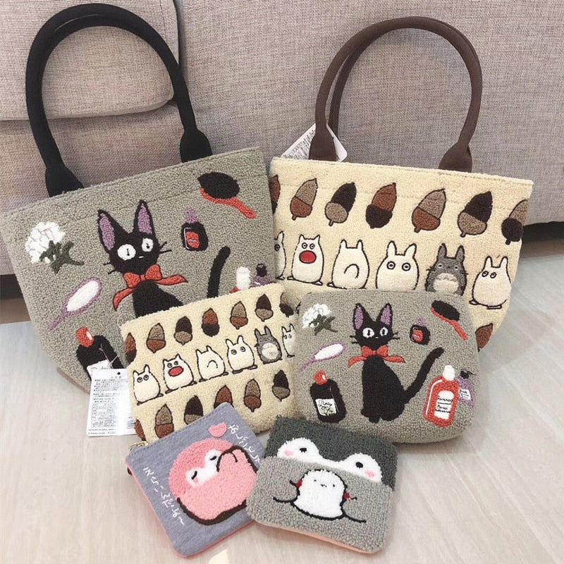 Cute Totoro Coin Purse Anime Kiki's Delivery Service Cartoon Handbag Tote Clutch Fashion Makeup Bag Storage Portable Bags purse