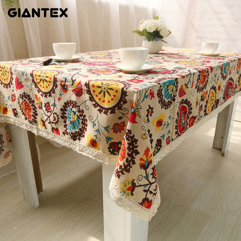 Bohemian Table Cloth Cotton Linen Tablecloth Rectangular Tablecloths Dining Table Cover Obrus Tafelkleed mantel mesa nappe U0997