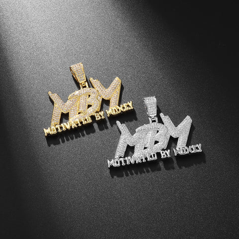 Hip Hop Men and Women Cubic Zircon MBM Letter Pendant Iced Out Full  Necklace Jewelry Gift