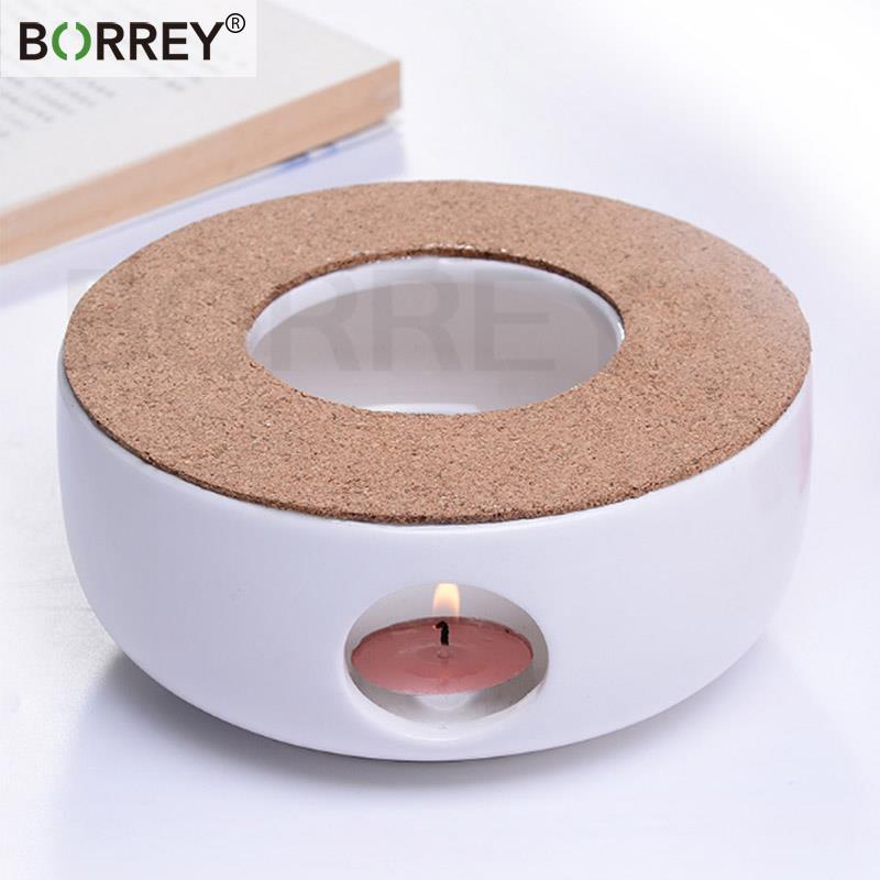 BORREY Mini Portable Ceramic Teapot Holder Base Teapot Warmer Insulation Base Coffee Water Warmer Candle Holder Tea Accessories