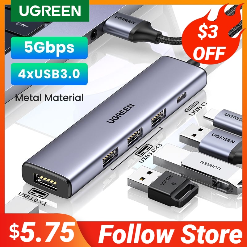 UGREEN USB C Hub 4 Ports USB Type C to USB 3.0 Hub Splitter Adapter for MacBook Pro iPad Pro Samsung Galaxy Note 10 S10 USB Hub