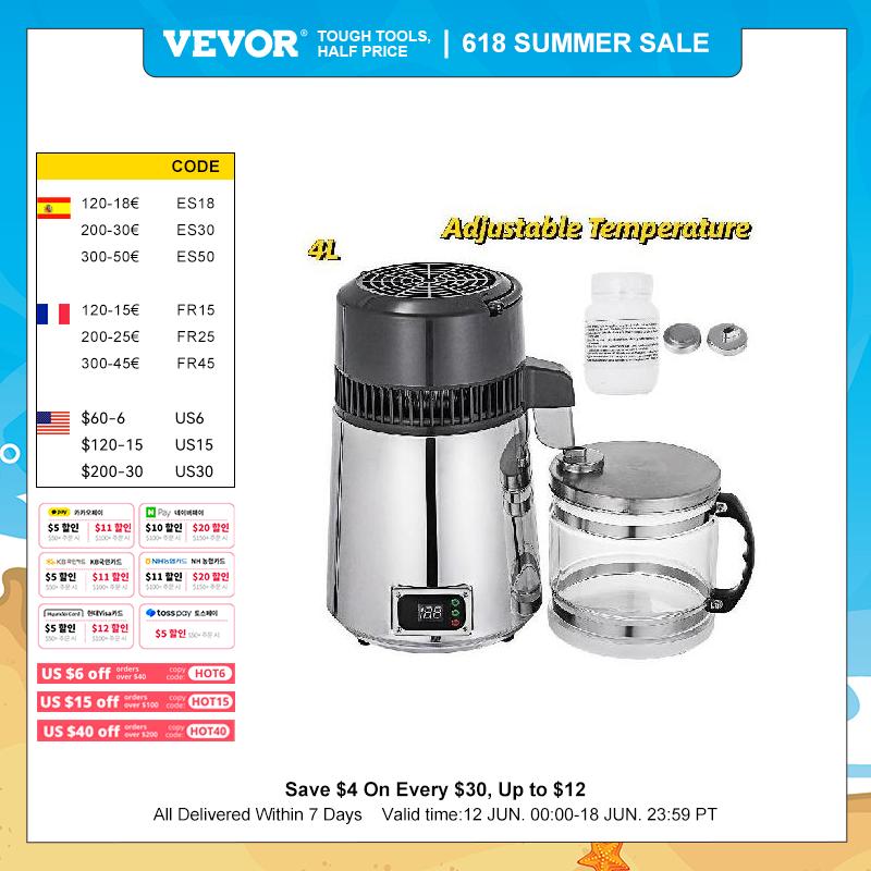 VEVOR 4L Water Distiller Filter Machine Distilled Distillation Purifier Moonshine Apparatus DIY Dispenser Kit for Home Appliance