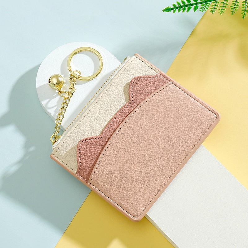 Brand Card Holder Women Soft Leather Key Chain Bag Small Card Wallets Female Organzier Mini Credit Card Case Zipper Coin Bags