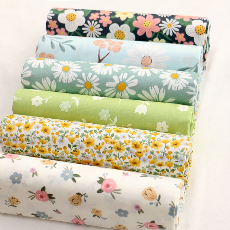 Fresh Floral Twill Cotton Fabric (50x160cm) - Ideal for DIY Baby Clothes, Newborn Pajamas, Quilt Covers, and Bed Sheets - High-Quality Sewing Cloth for Crafting