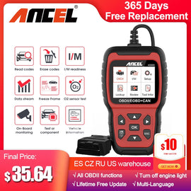 Ancel AS500 OBD2 Scanner Engine Code Reader OBD Auto Diagnose Car Diagnostics Tool Lifetime Free Update OBD2 Automotive Scanner