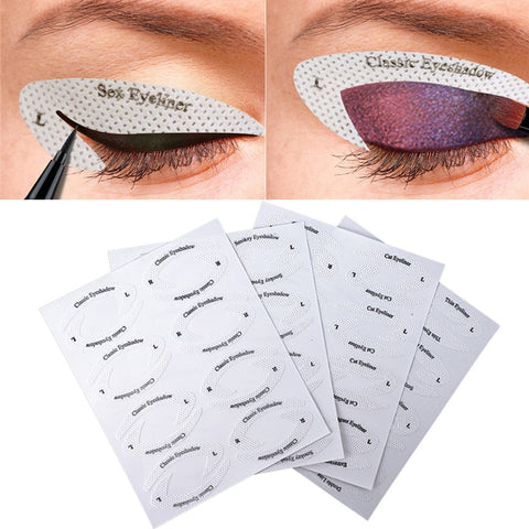 4 Sheets Quick Stencils Eyeliner Eye Makeup Shaping Auxiliary Stickers Eyeshadow Eyebrows Styling Drawing Template Guide Card